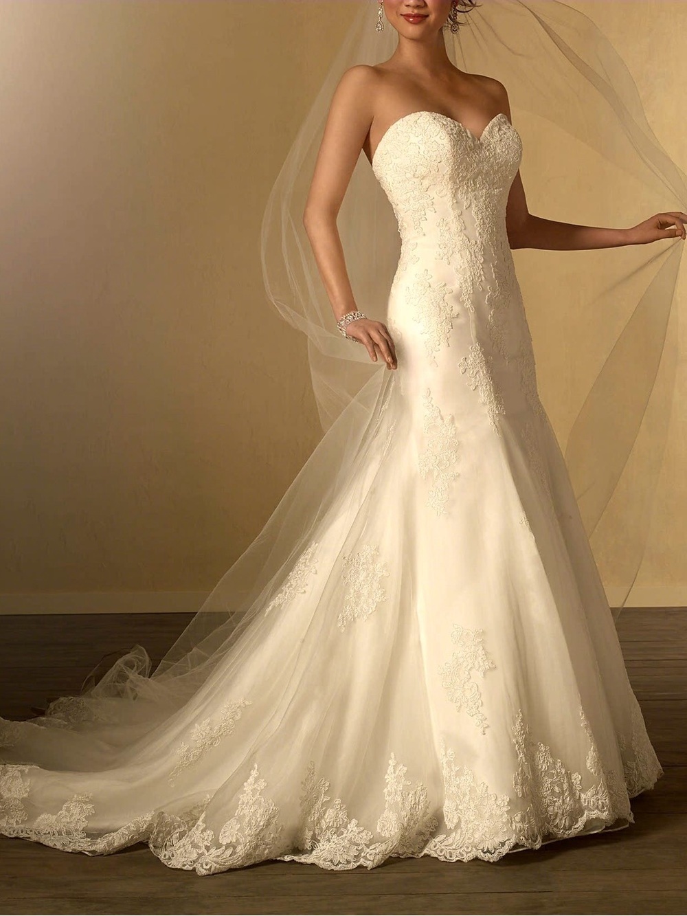 Strapless A-line Lace Wedding Dress